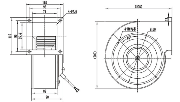 Dimension of DG140A-D072A Forward Curved Single Inlet Φ 140-62 Dimension of DG140A-D072A Forward Curved Single Inlet Φ 140-62